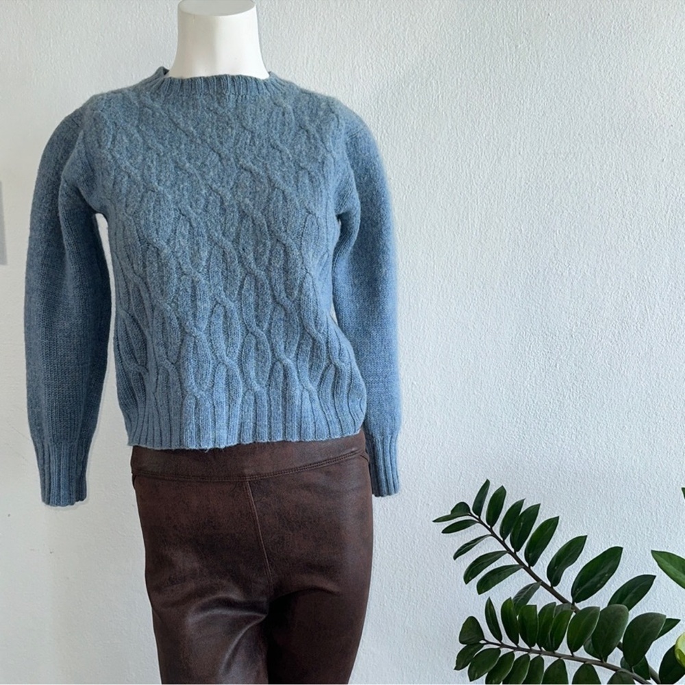 Vintage The Villager Cable Knit Wool Sweater Petite XS/S Gray-Blue – Rare Find